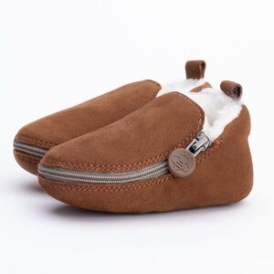 BUCUBEE BABY Brown Bear nubuck leather Bootie - Soft Soles Fur Lining 4(18-24)